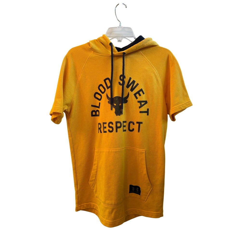 Under Armour Project Rock Blood Sweat Respect Short Sleeve Hoodie Yellow Small‎